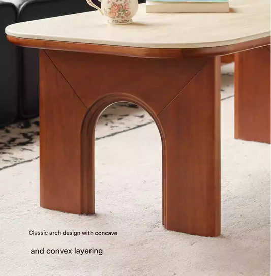 Tulip Solid Wood French Retro Rock Plate Coffee Table.