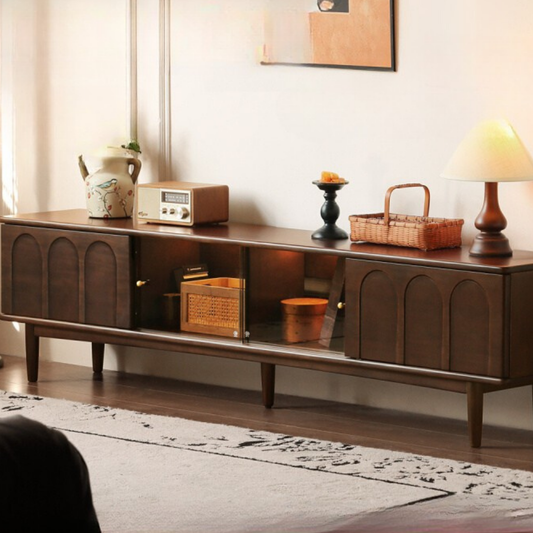 Poplar Solid Wood French Retro TV Cabinet