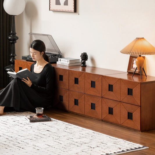 Poplar Solid Wood Modular TV Stand In Antique Style