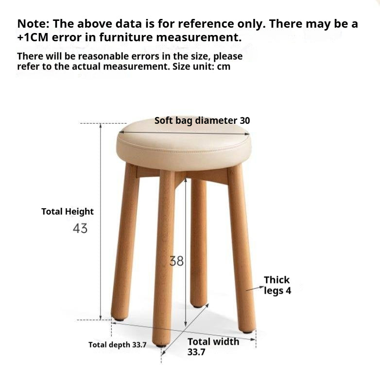 Solid Rubberwood Modern Soft Makeup Stool