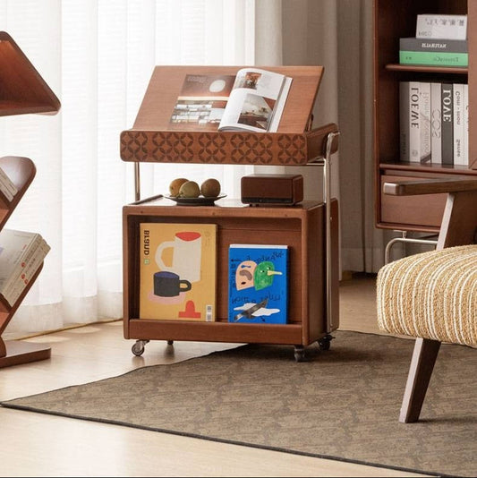 Poplar Solid Wood French Medieval Style Mobile Side Cabinet