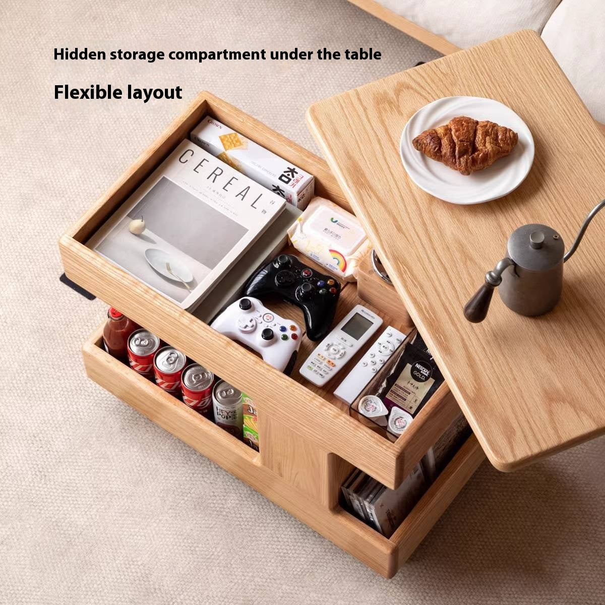 Oak, Ash, Cherry, Black Walnut Solid Wood Rotating Side Table