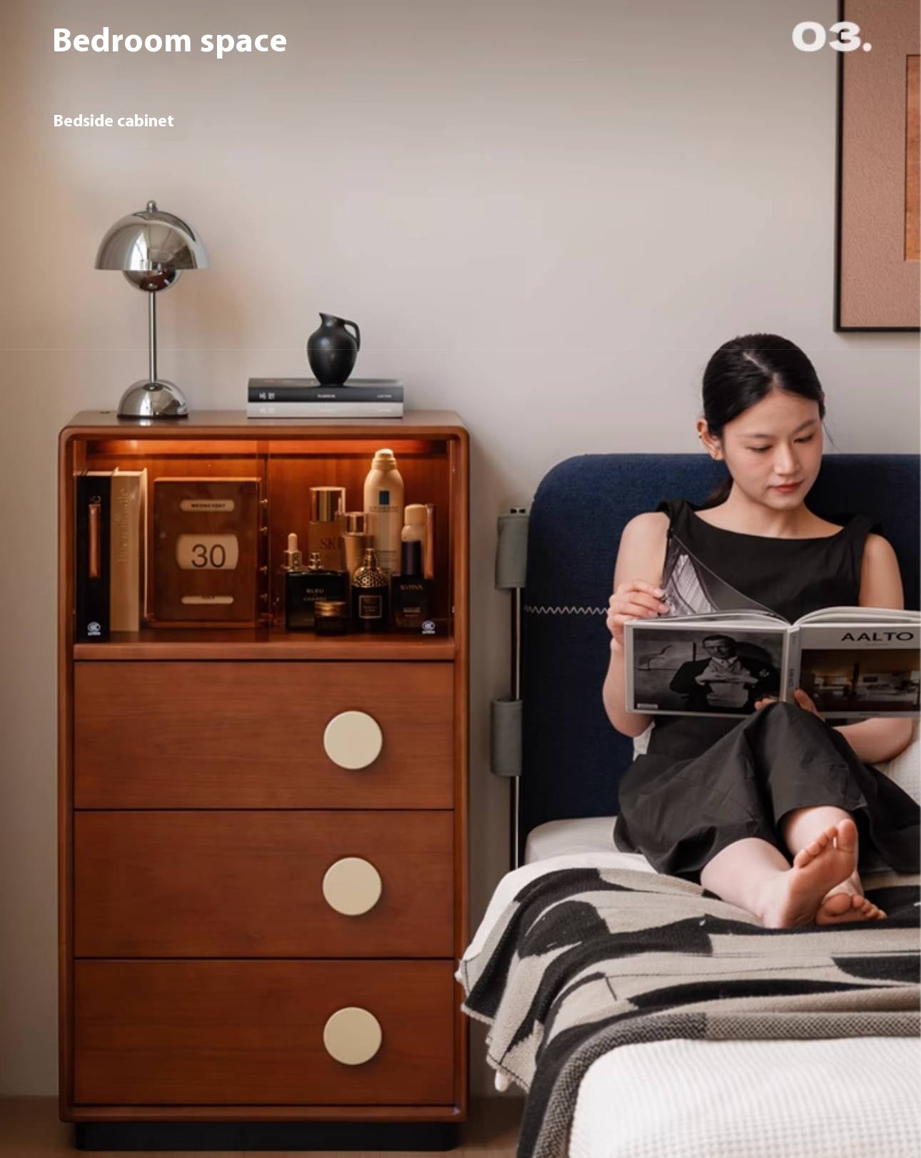 Poplar Solid Wood Middle Ages Side Cabinet