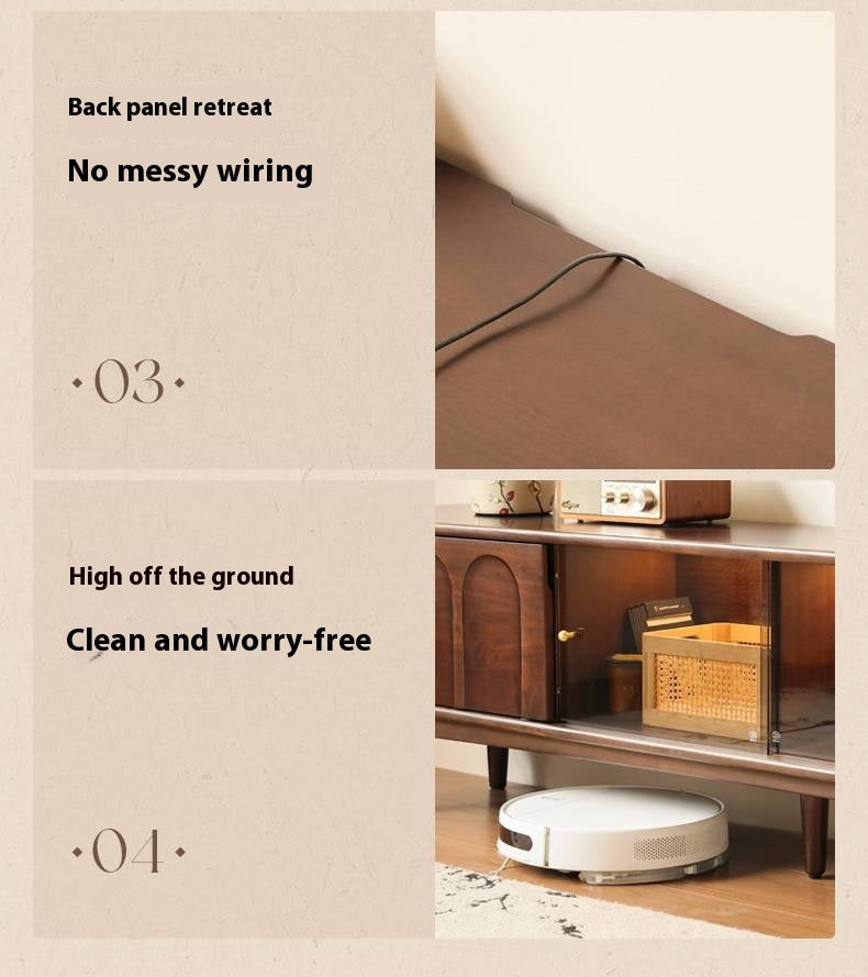 Poplar Solid Wood French Retro TV Cabinet