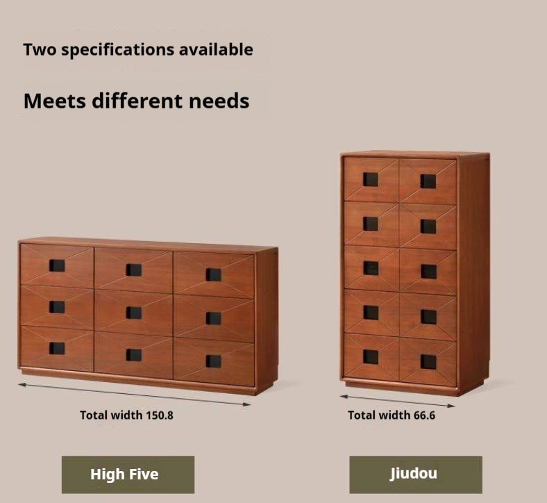 Poplar Solid Wood Medieval Style Drawer Cabinet