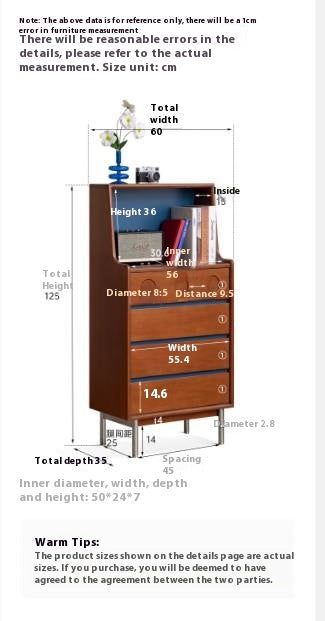 Poplar Solid Wood Middle-Age Edge Cabinet Storage
