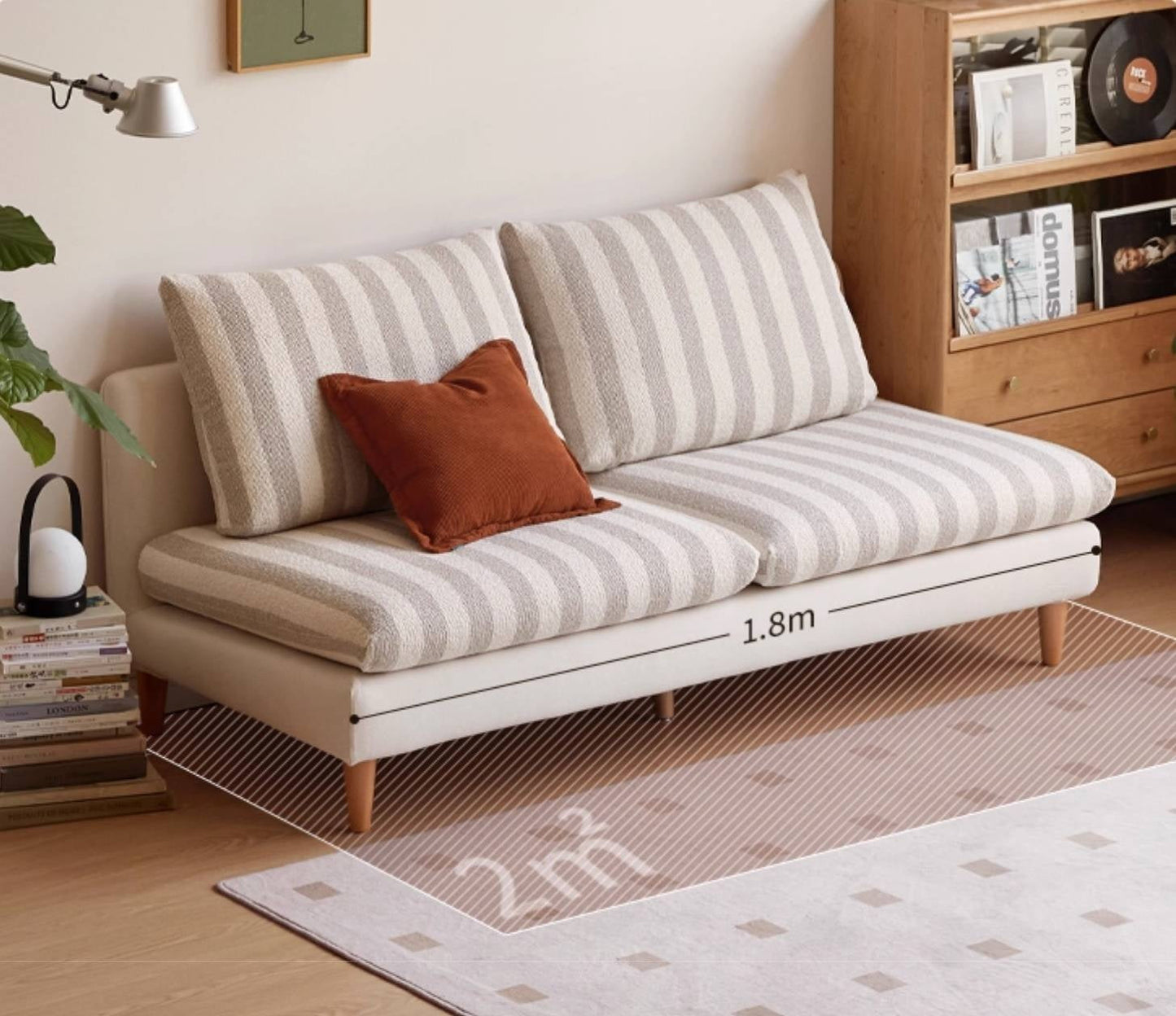 Beech, Fabric Cotton And Linen Sofa