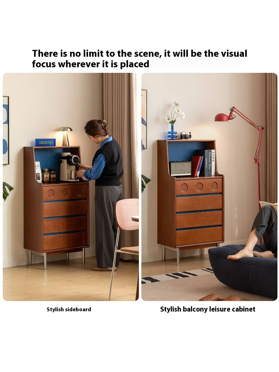 Poplar Solid Wood Middle-Age Edge Cabinet Storage