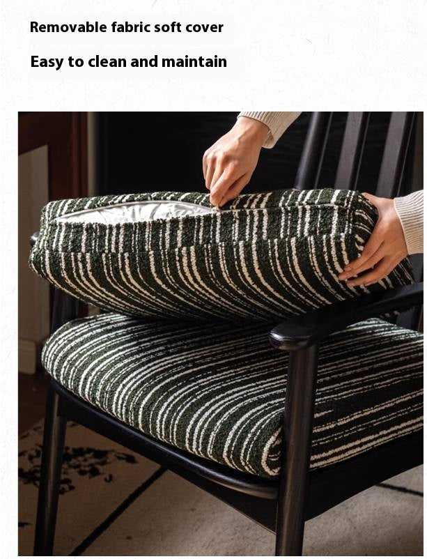 Poplar Solid Wood French Retro Black Backrest Soft Armchair