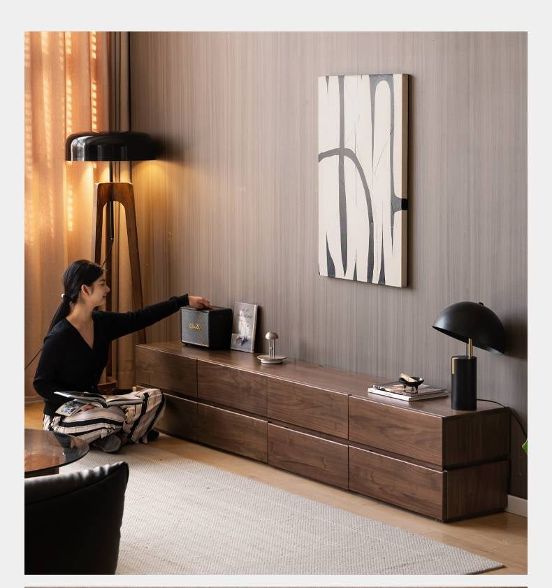 Black Walnut Solid Italian Light Luxury TV Stand