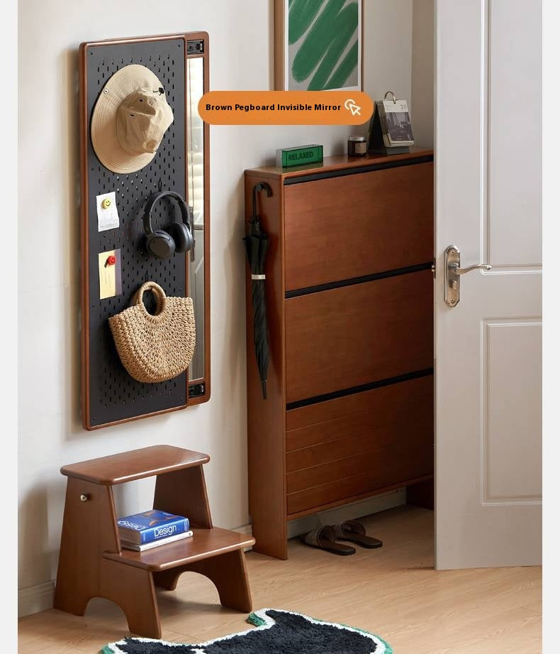 Poplar Solid Wood Middle-Age Ultra-Thin Shoe Cabinet