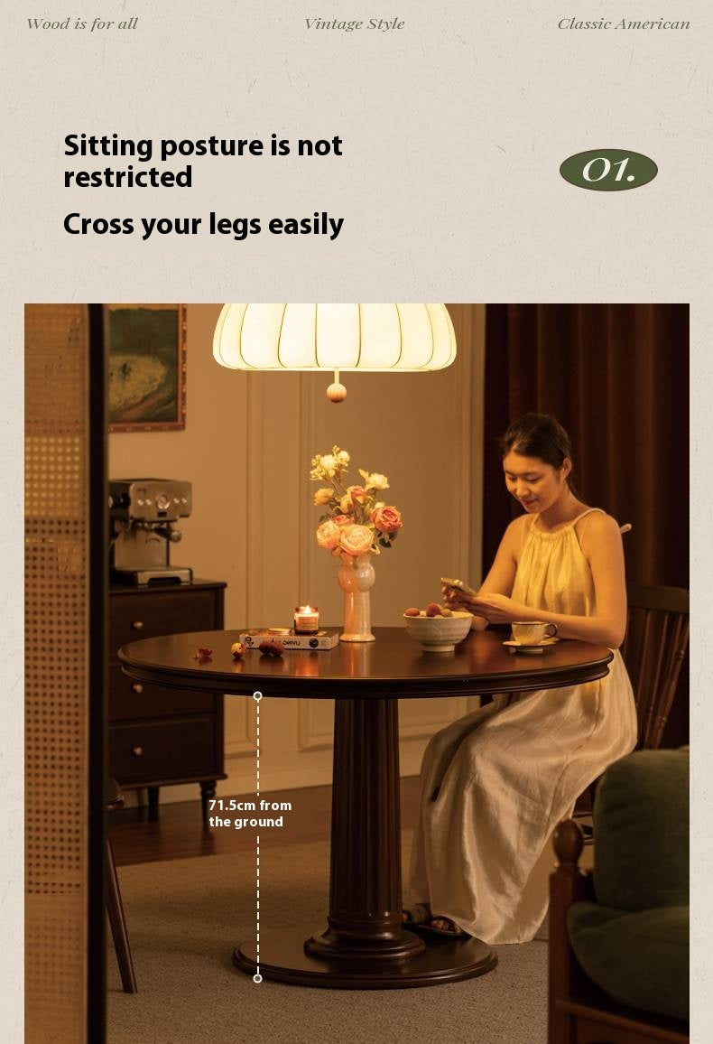 Poplar Solid Wood Dining Table American Retro