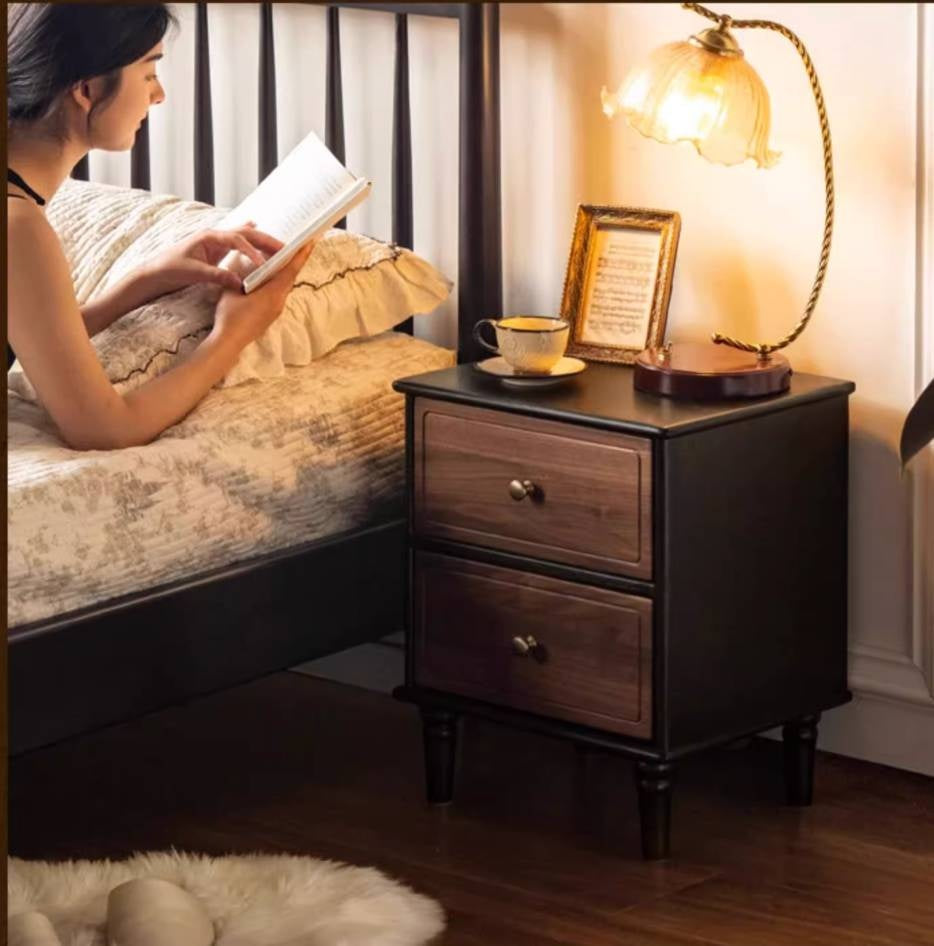 Black Walnut American Retro Style Solid Wood Nightstand