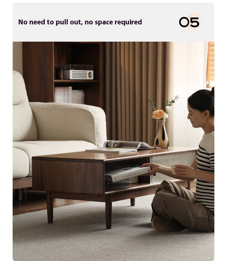 Oak, Solid Rubberwood, Black Walnut Solid Wood Modern Style Tea Table