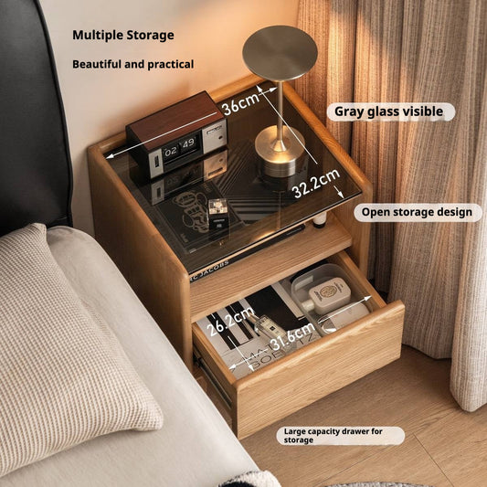 Ash, Cherry, Black walnut, Poplar, Solid Rubberwood Modern Nightstand.