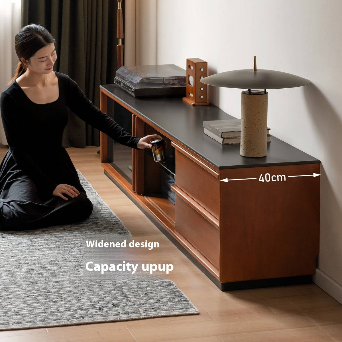 Poplar Solid Wood Medieval Style TV Stand