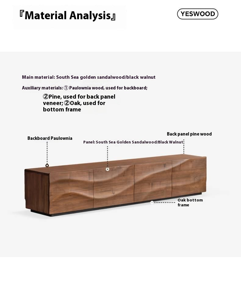 Black Walnut, Sandal Solid Wood Italian Light Luxury Style TV Stand