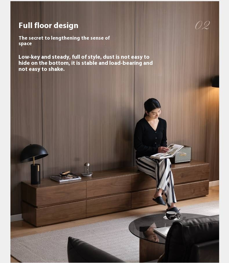 Black Walnut Solid Italian Light Luxury TV Stand