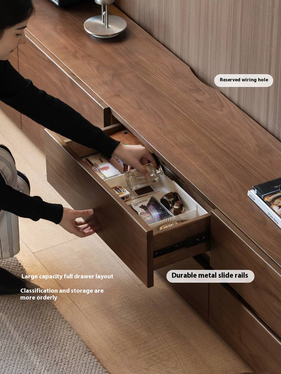 Black Walnut Solid Italian Light Luxury TV Stand