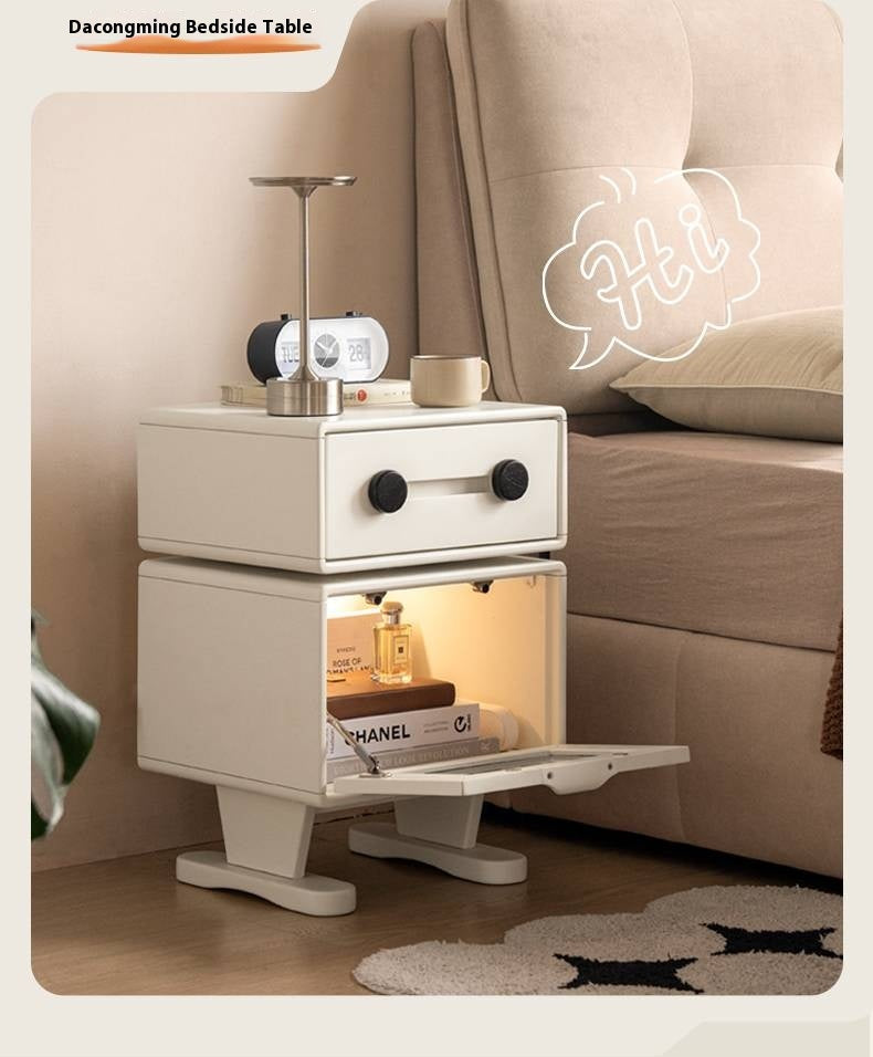 Solid Rubberwood Cream Style Nightstand