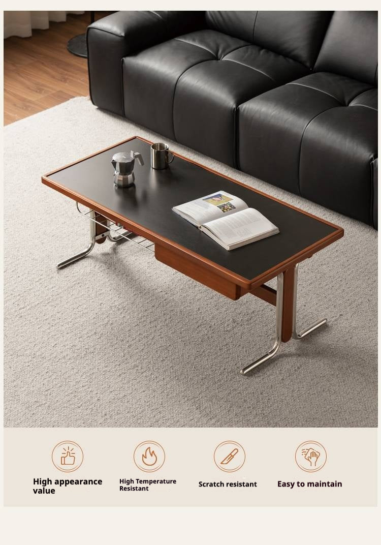 Poplar Solid Wood Middle Ages Rock Plate Coffee Table