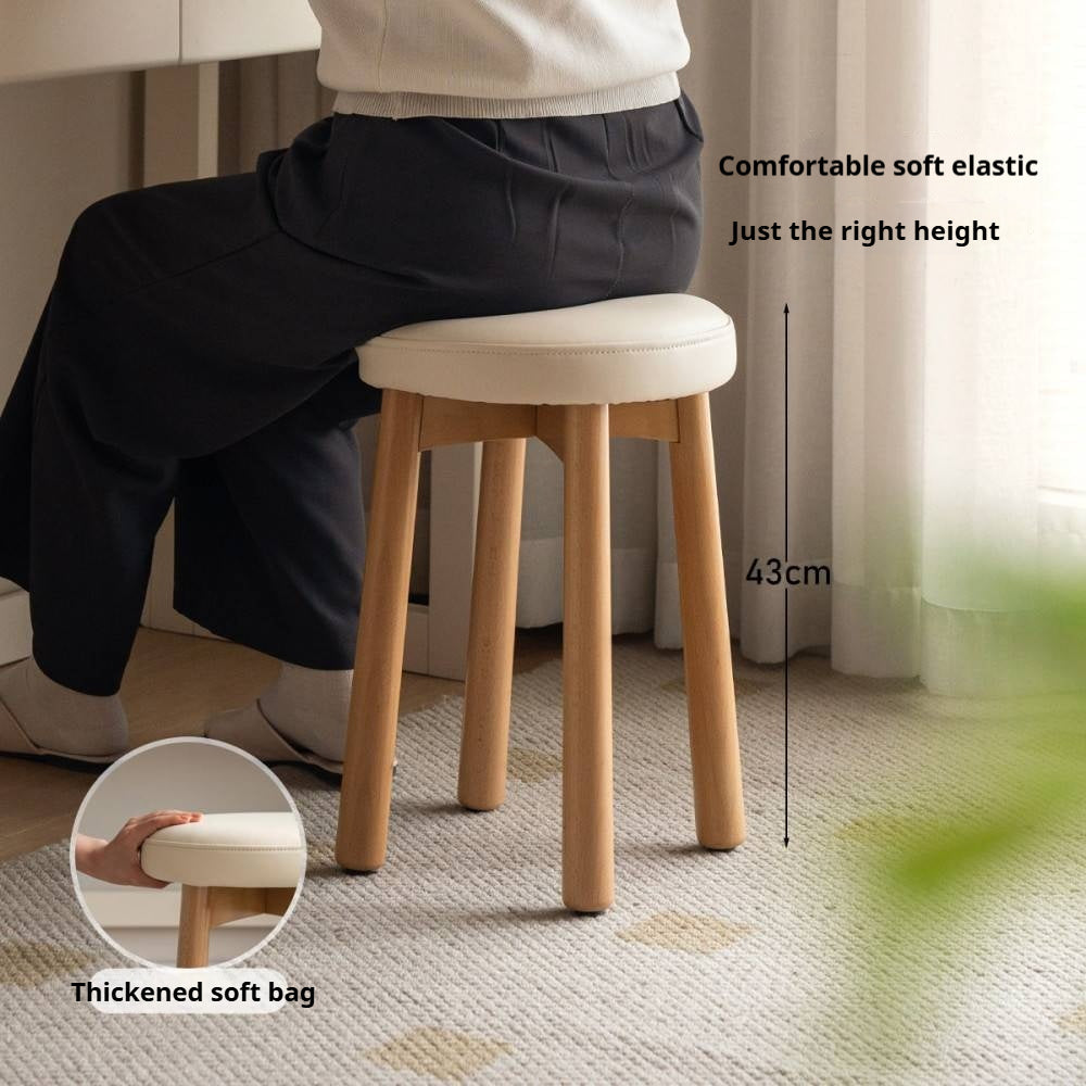 Solid Rubberwood Modern Soft Makeup Stool