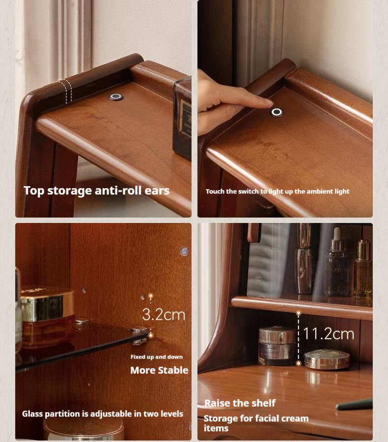 Poplar Solid Wood Multifunctional Makeup Table