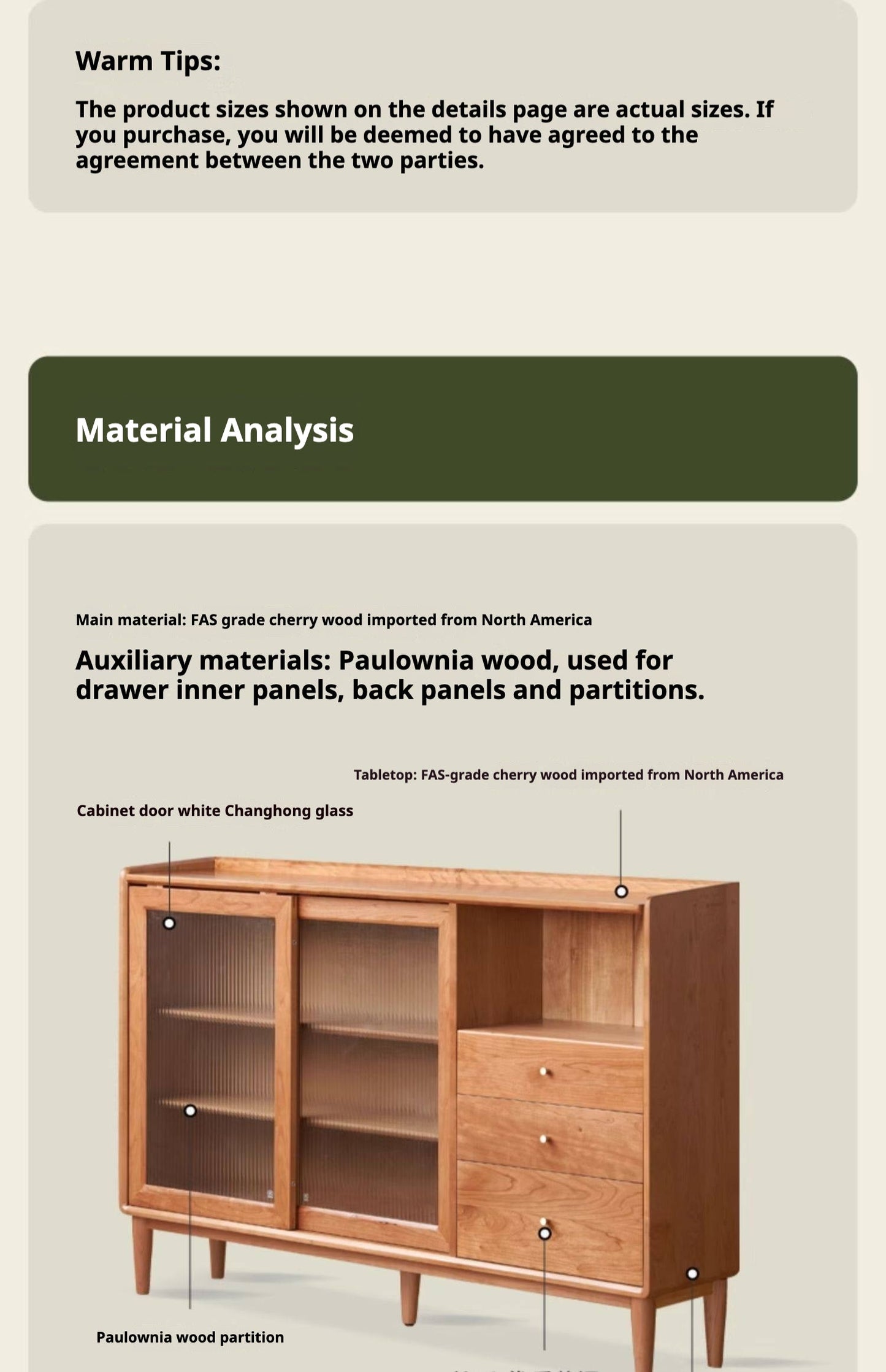 Cherry, Ash Solid Wood Ancient Style Ultra Thin Side Cabinet