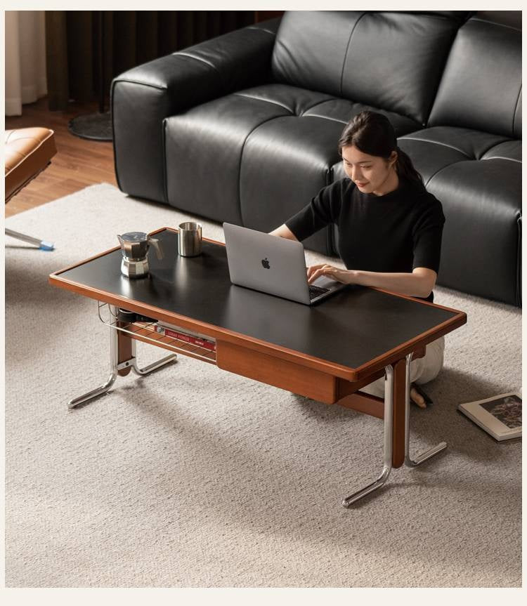 Poplar Solid Wood Middle Ages Rock Plate Coffee Table