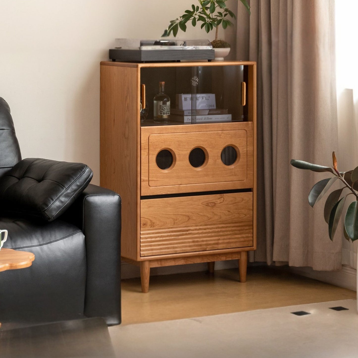 Cherry Solid Wood Retro Storage Side Cabinet