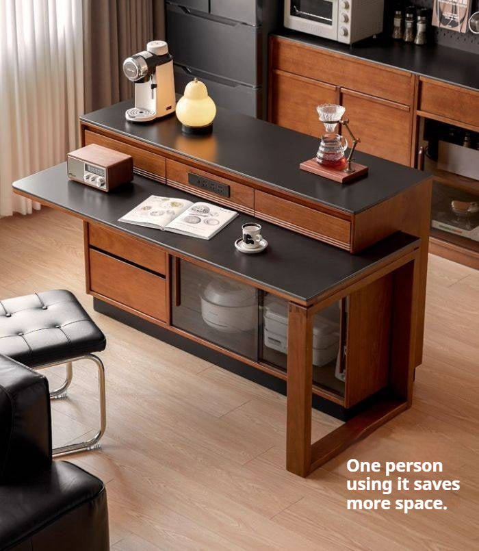 Poplar Solid Wood Island Dining Table Rotatable