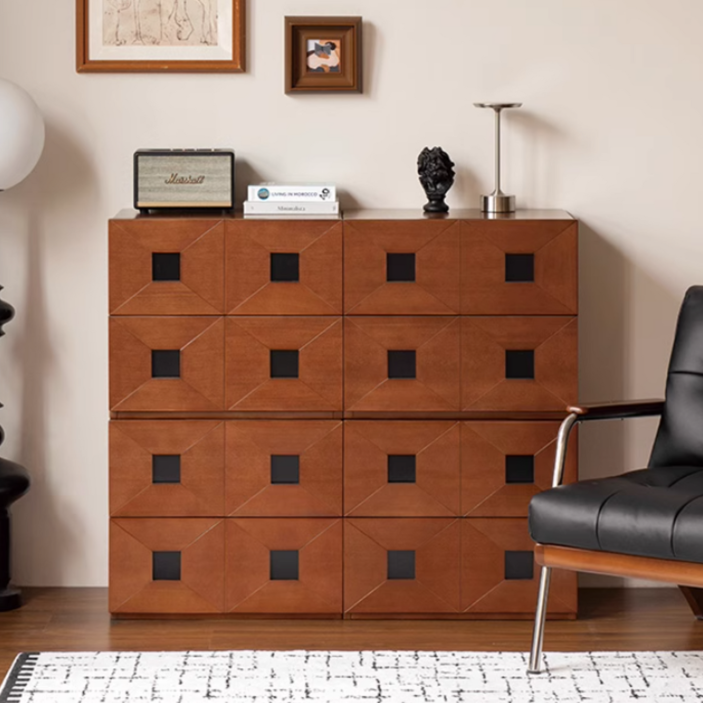 Poplar Solid Wood Ancient Style Module Combination Side Cabinet.