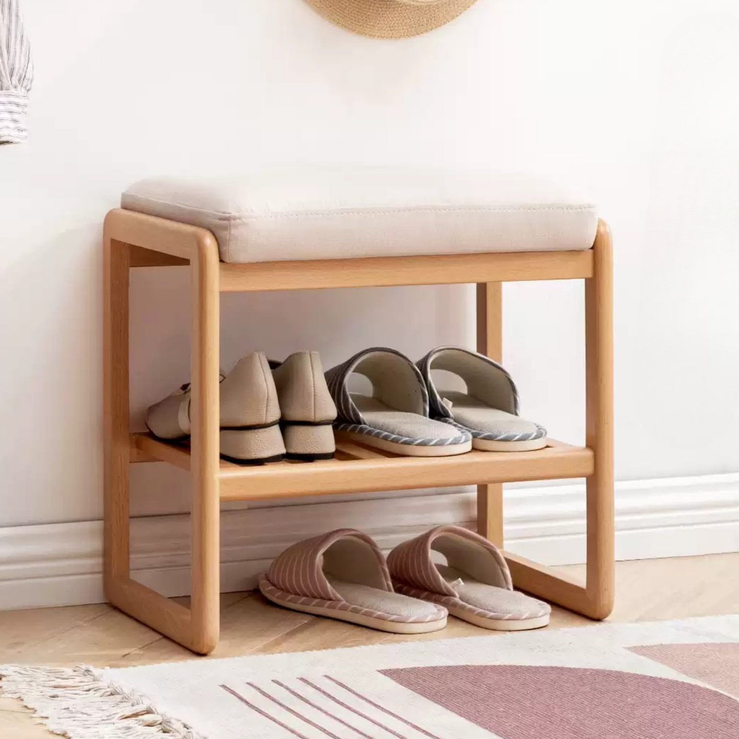 Beech Solid Wood Shoe Wearing Stool