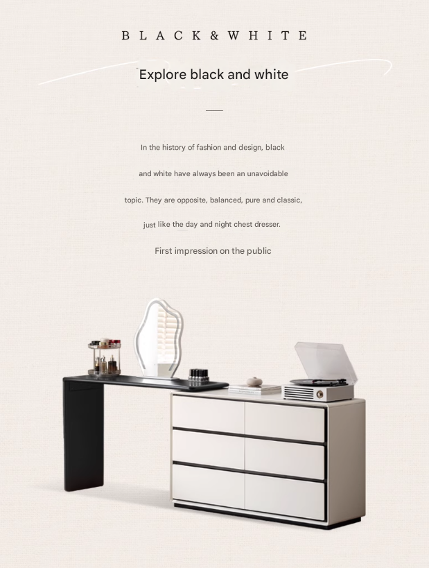 Rubber Solid Wood Rotating Modern Dressing Table.