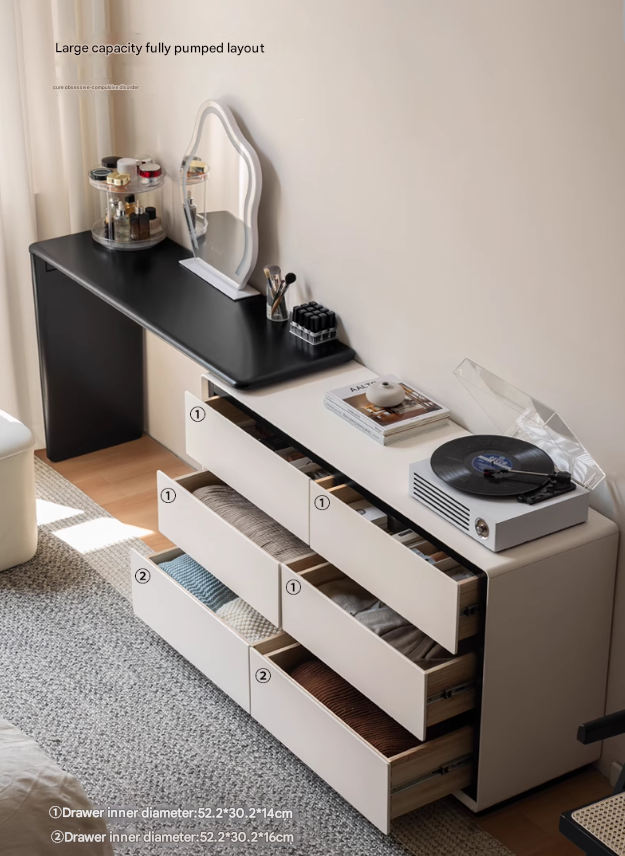Rubber Solid Wood Rotating Modern Dressing Table.