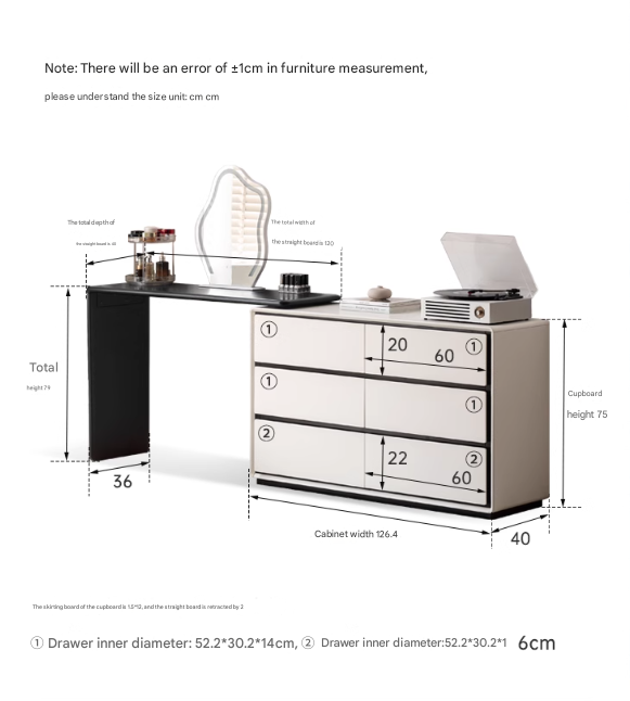 Rubber Solid Wood Rotating Modern Dressing Table.
