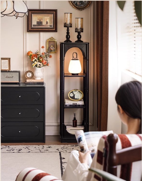 Rubber Solid Wood French Retro Black Corner Storage