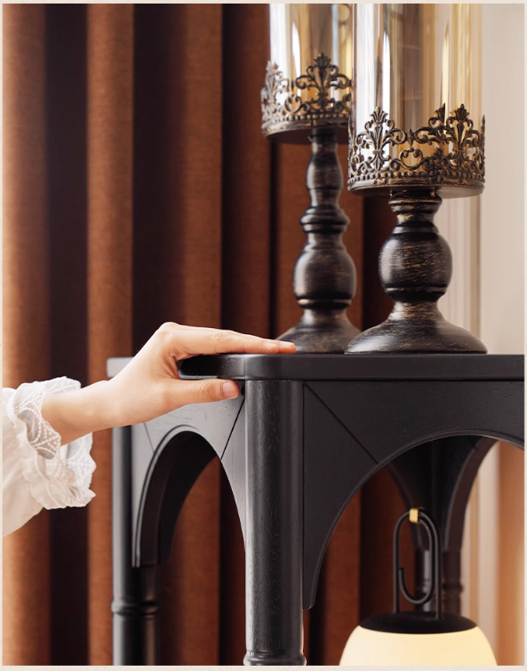 Rubber Solid Wood French Retro Black Corner Storage