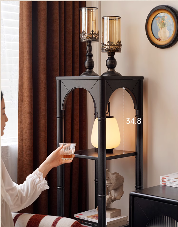Rubber Solid Wood French Retro Black Corner Storage