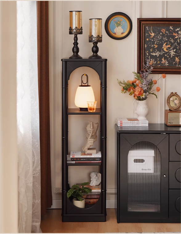 Rubber Solid Wood French Retro Black Corner Storage