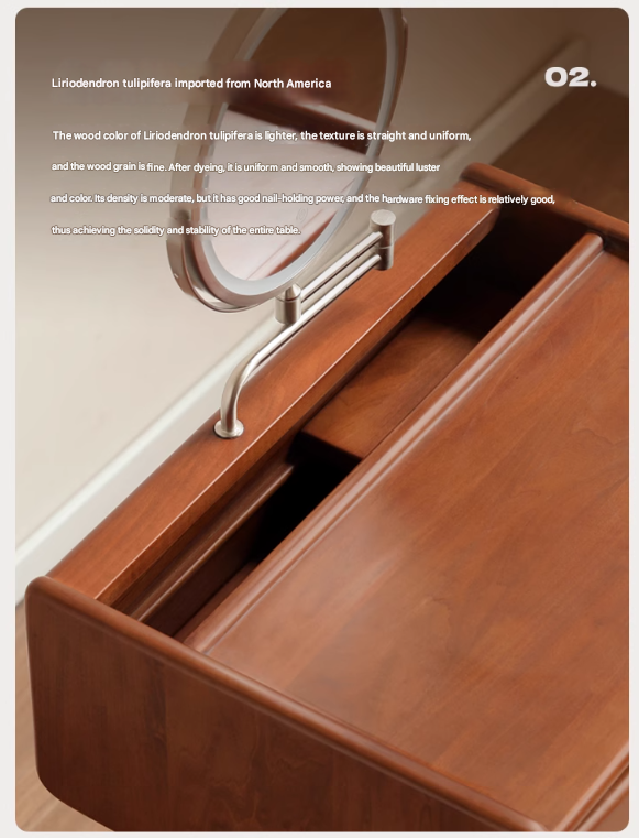 Poplar Solid Wood Multi Functional Retro Dressing Table