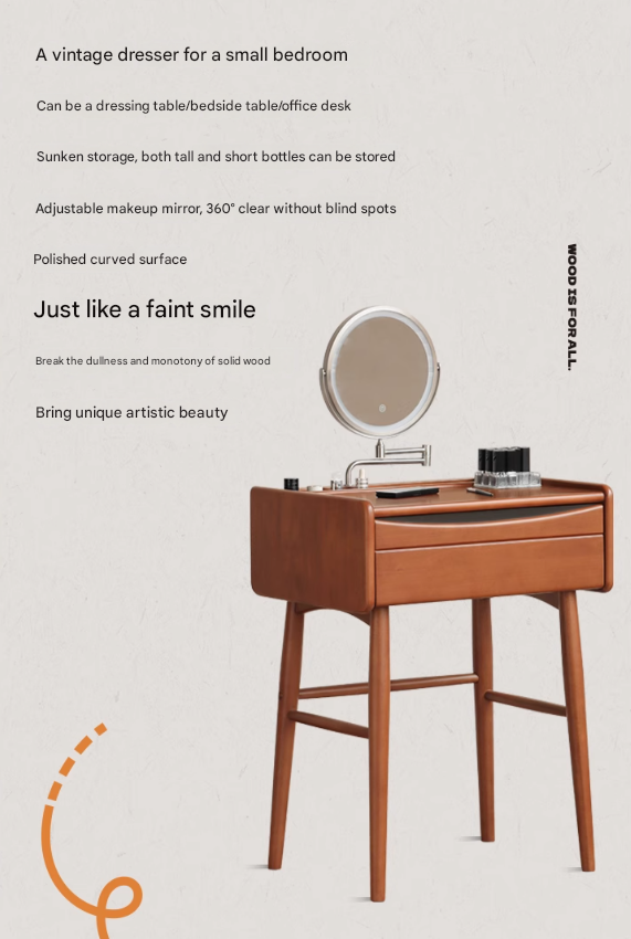 Poplar Solid Wood Multi Functional Retro Dressing Table