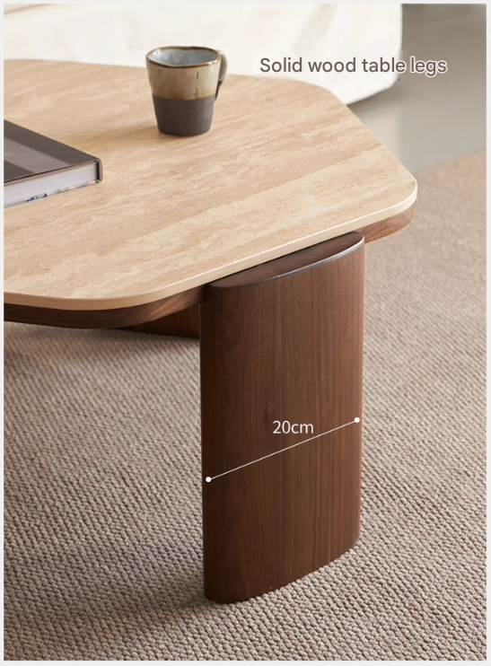 Sandalwood, Black Walnut Solid Wood Rock Plate Coffee Table