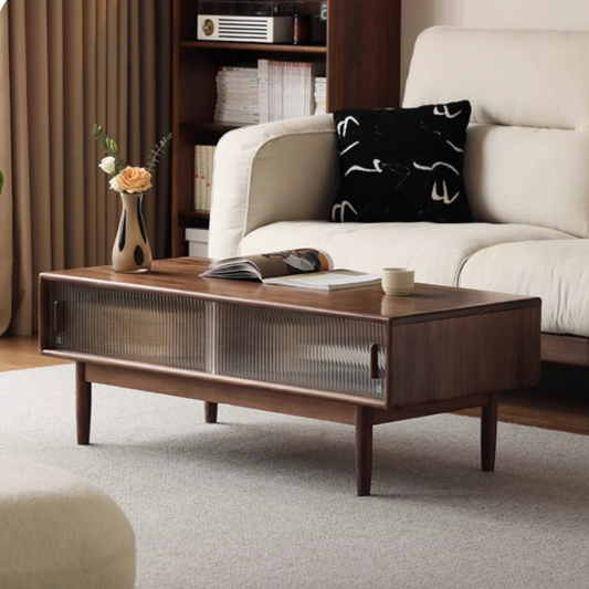 Oak, Solid Rubberwood, Black Walnut Solid Wood Modern Style Tea Table