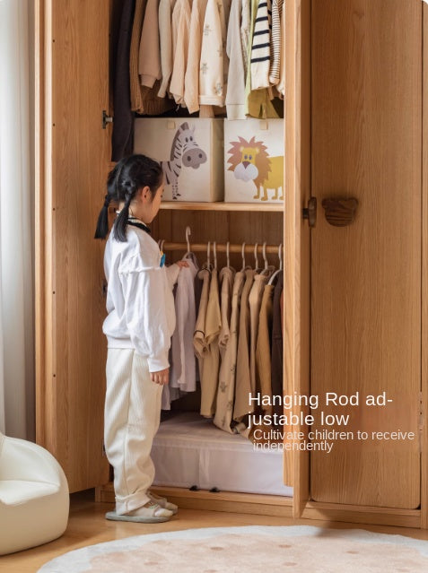 Oak Solid Wood Children's Wardrobe.