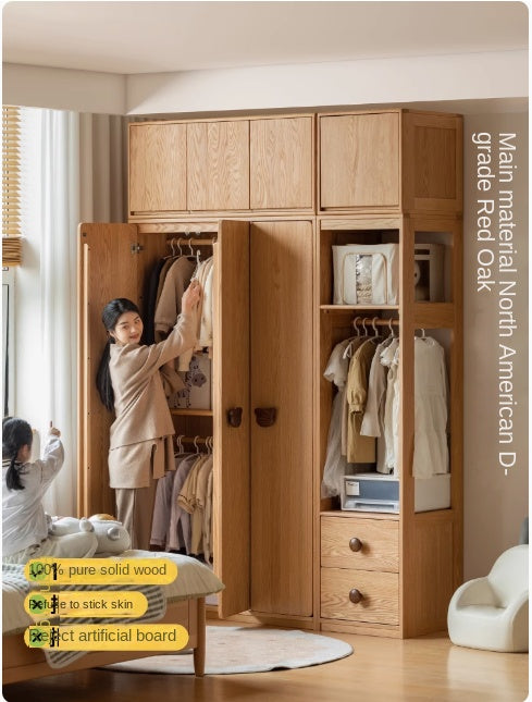 Oak Solid Wood Children's Wardrobe.