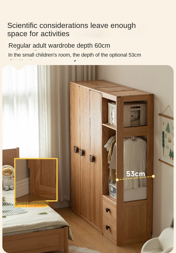 Oak Solid Wood Children's Wardrobe.