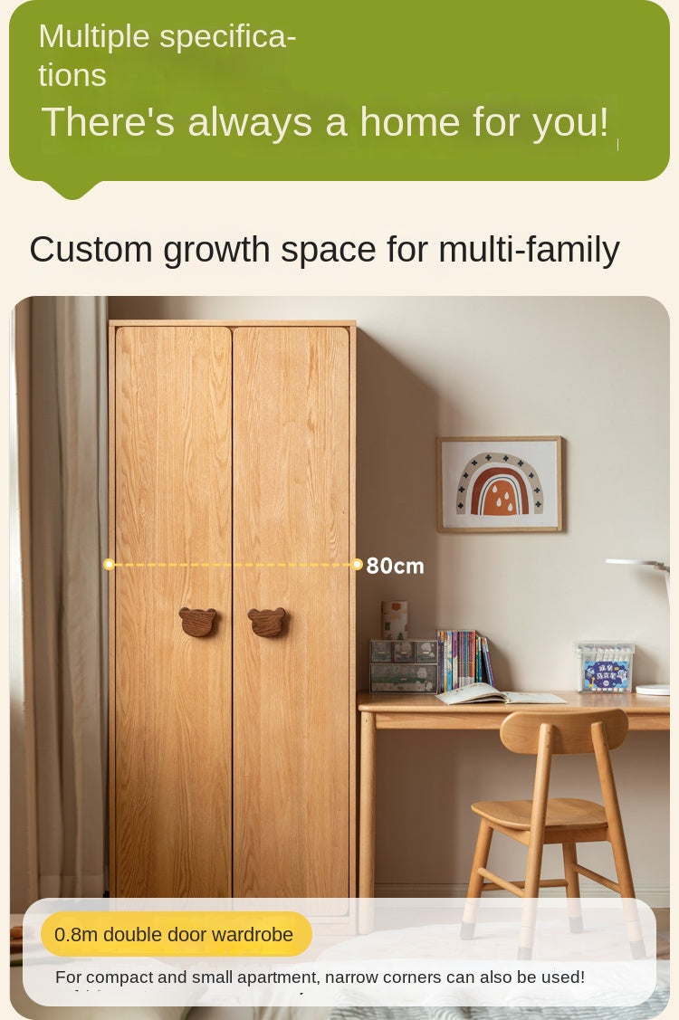 Oak Solid Wood Children's Wardrobe.