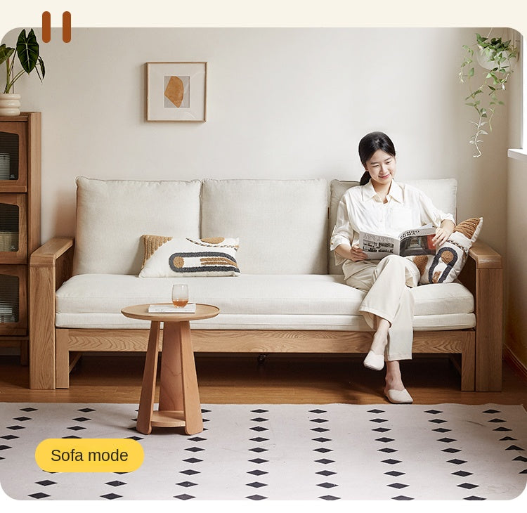 Oak Solid Wood Nordic Telescopic Sofa Bed.