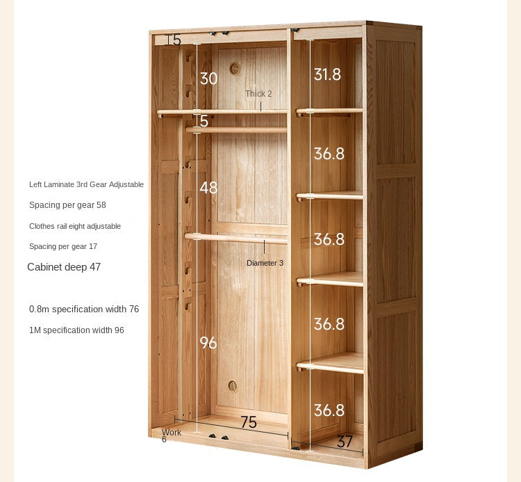 Oak Solid Wood Children's Wardrobe.